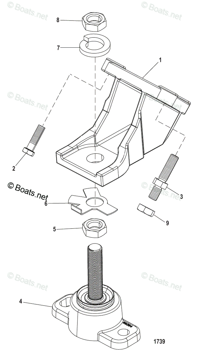 Mercruiser Sterndrive Gas Engines OEM Parts Diagram for Engine Mounts