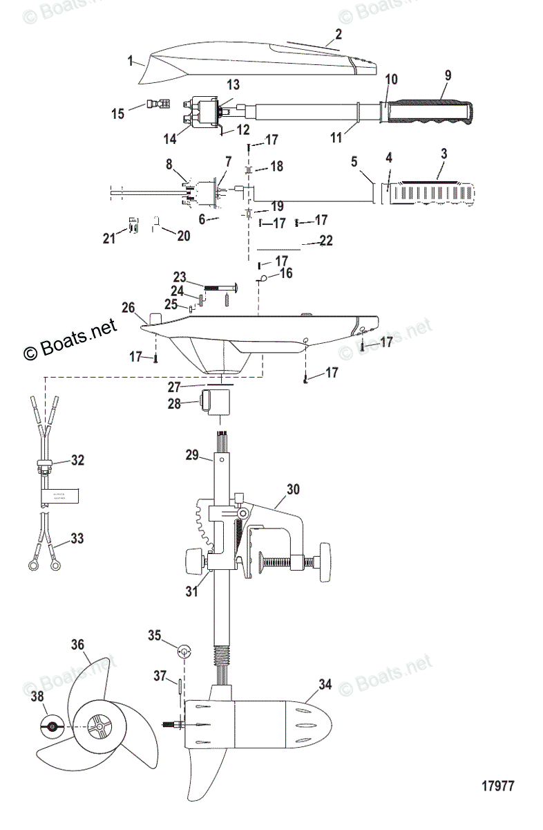 Trolling Motor Fresh Water Series OEM Parts Diagram for Complete Trolling