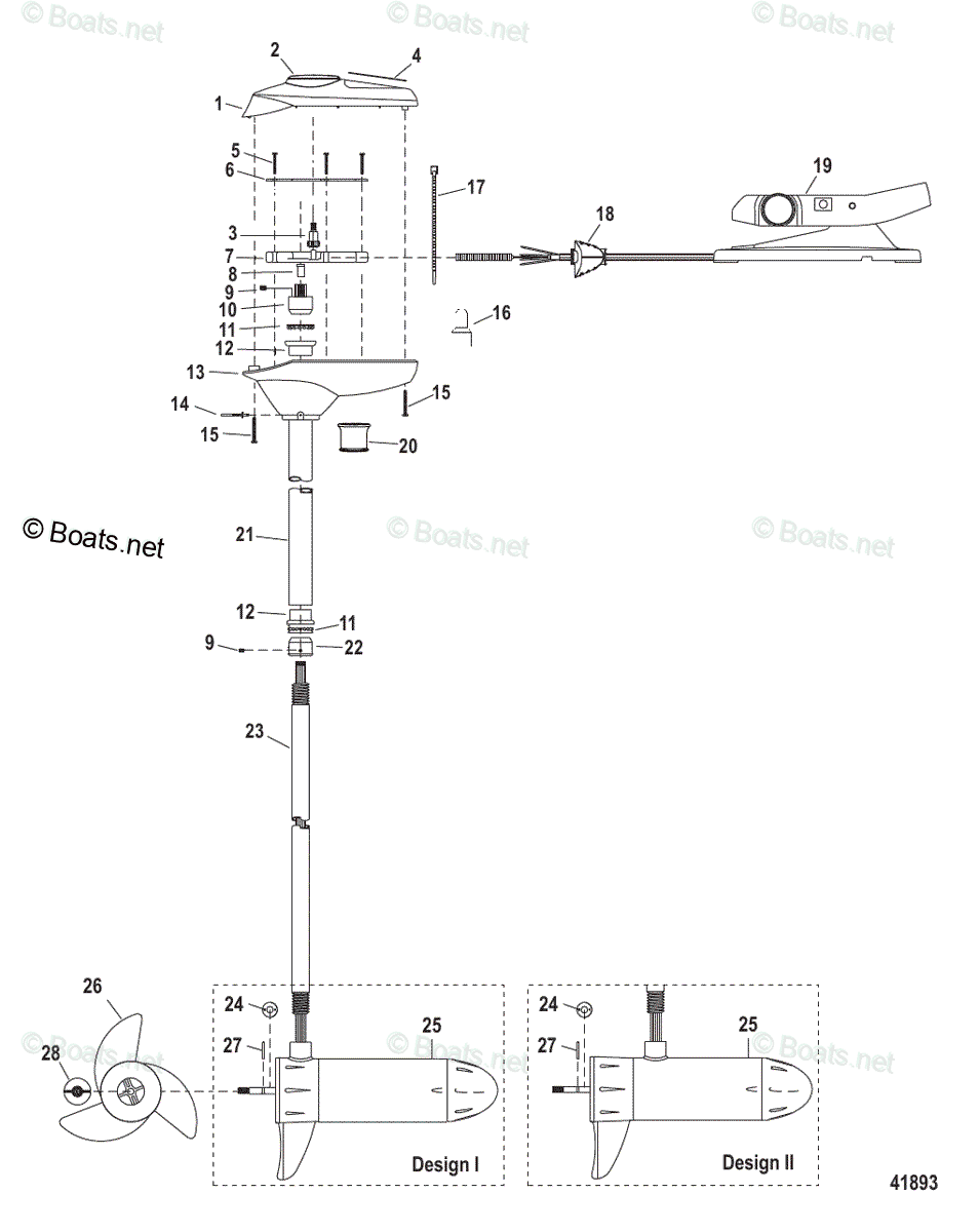 Trolling Motor Fresh Water Series OEM Parts Diagram for Complete Trolling
