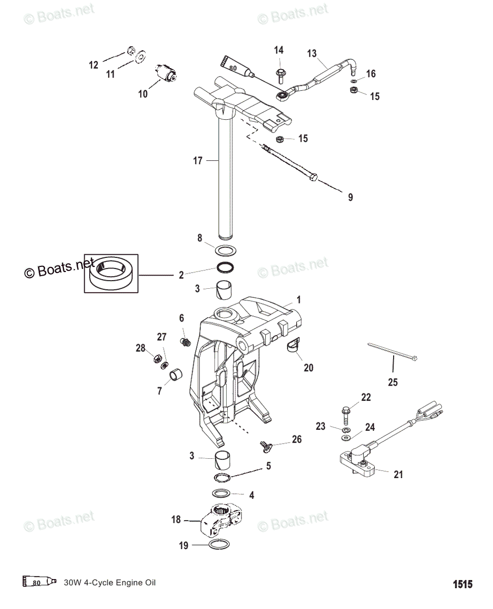 Mercury Outboard 225HP OEM Parts Diagram for Swivel Bracket and ...