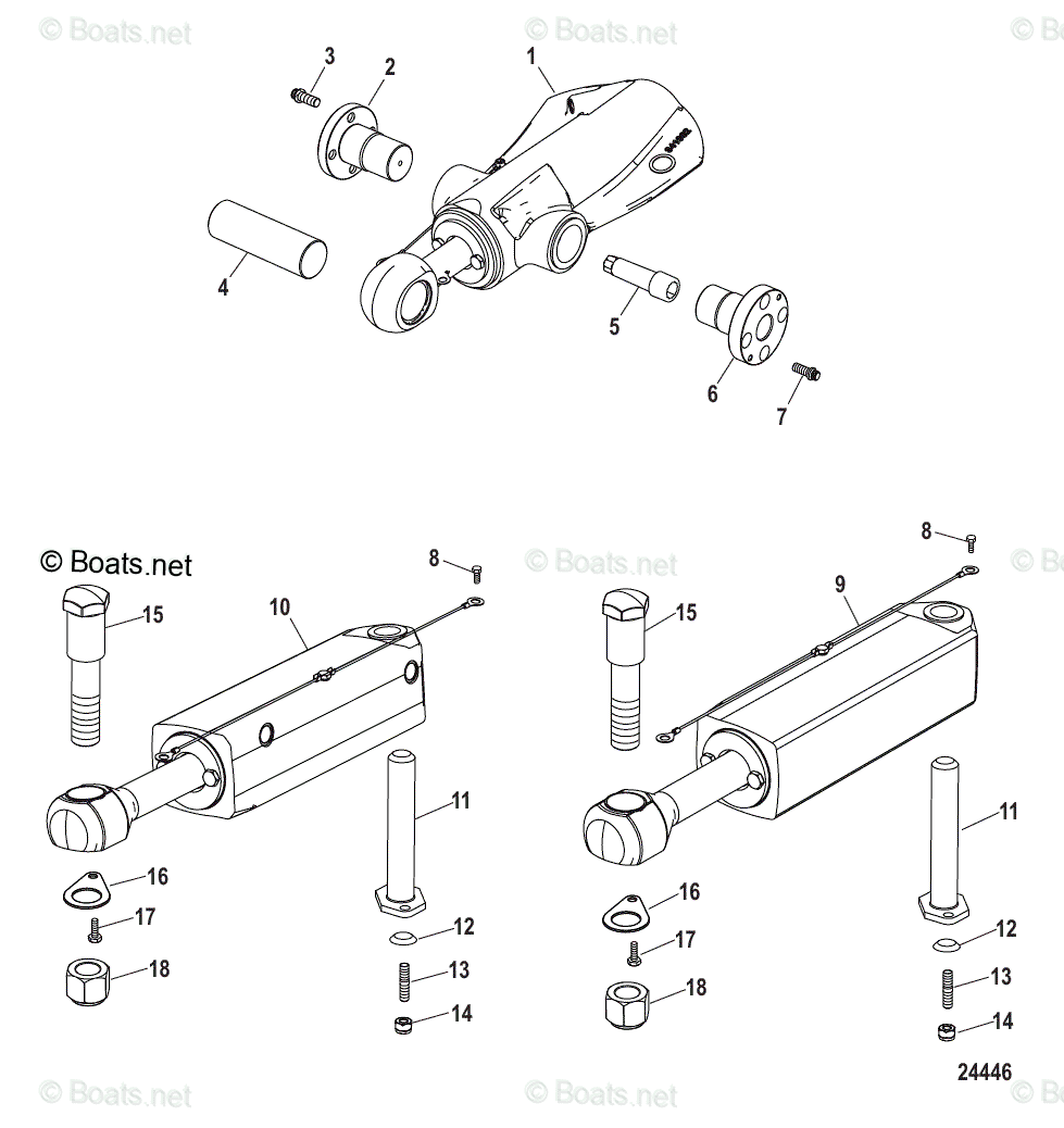 Mercruiser Sterndrive Transoms OEM Parts Diagram for Trim and Steering