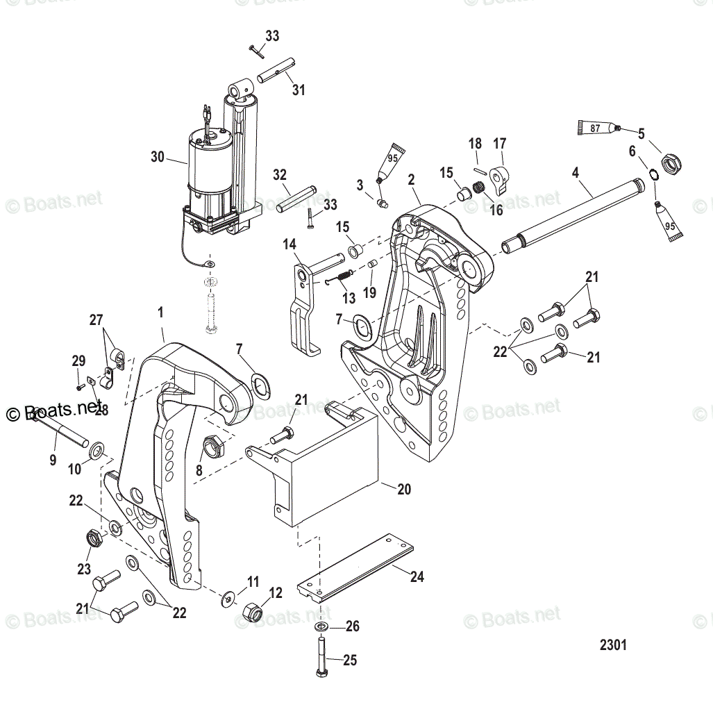 Mercury Outboard 115HP OEM Parts Diagram for Transom Bracket | Boats.net