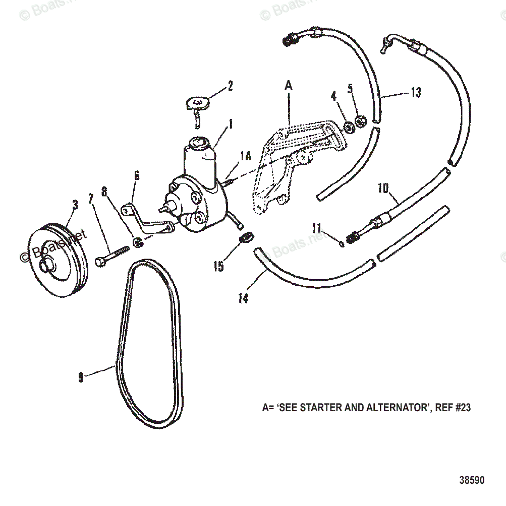 Mercruiser Sterndrive Gas Engines OEM Parts Diagram For POWER STEERING ...