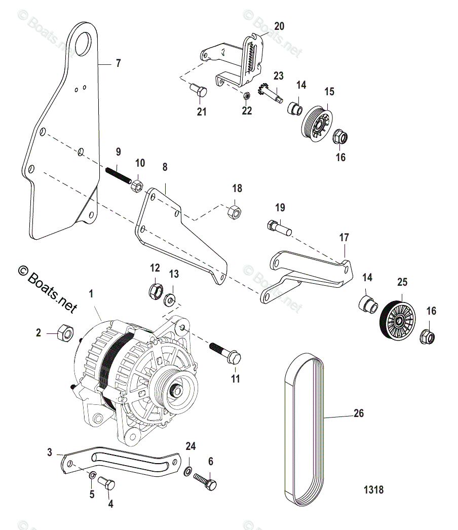 Mercruiser Inboard Gas Engines Oem Parts Diagram For Alternator And 