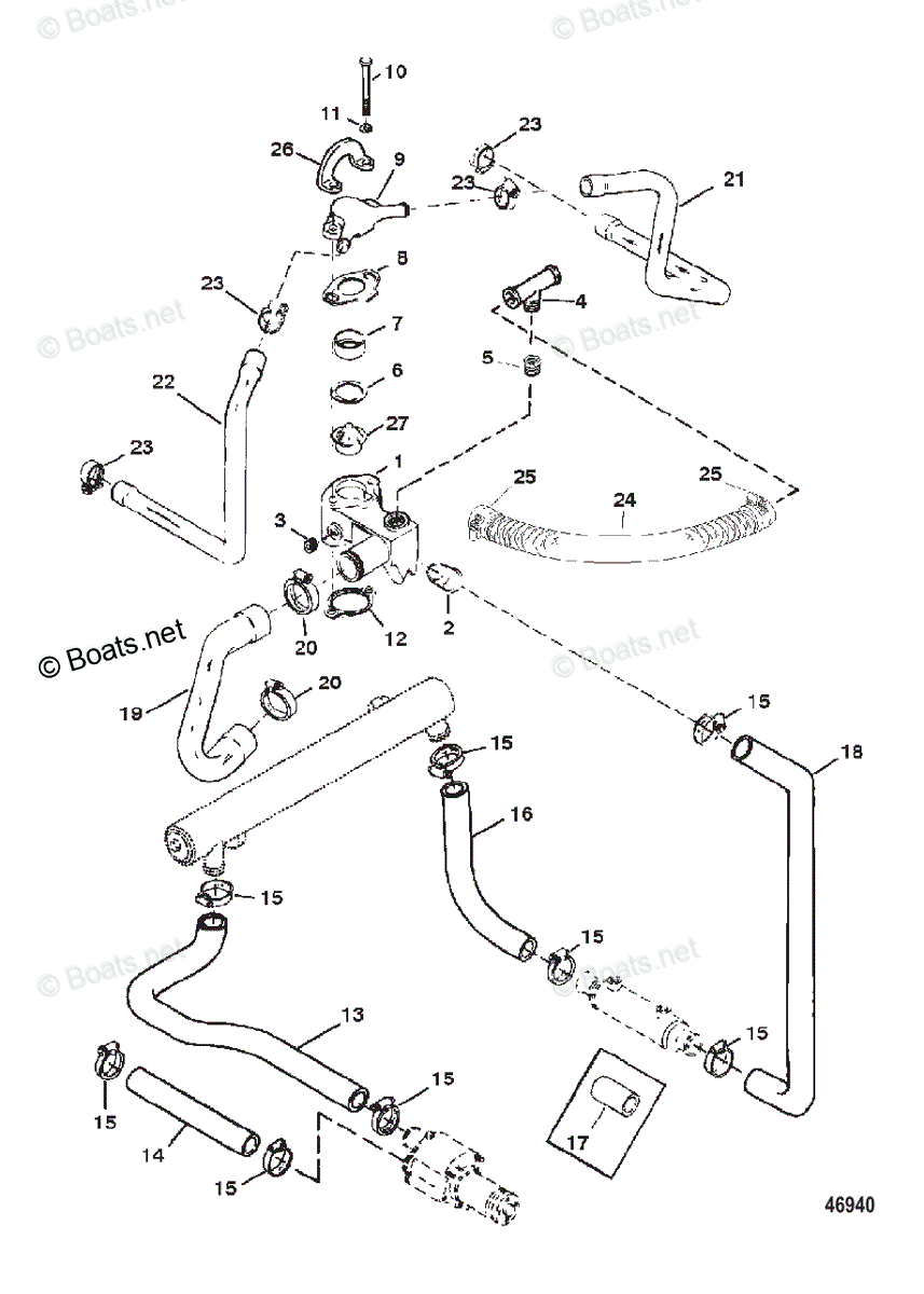 Mercruiser Sterndrive Gas Engines OEM Parts Diagram for Thermostat