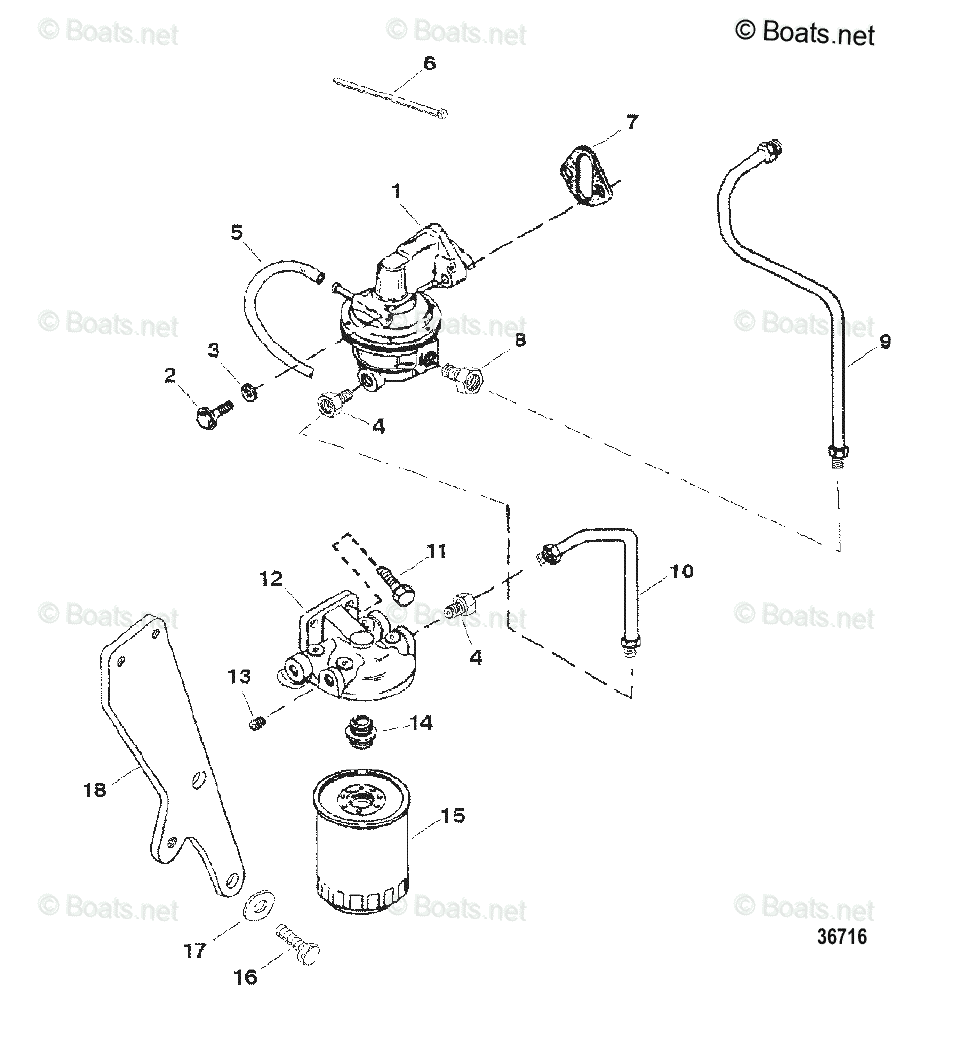 Mercruiser Sterndrive Gas Engines OEM Parts Diagram for Fuel Pump And ...