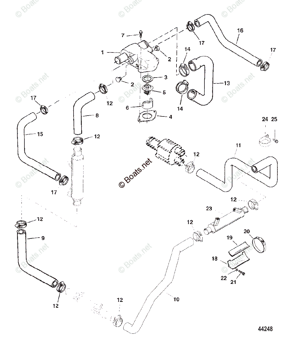 Mercruiser Inboard Gas Engines OEM Parts Diagram for THERMOSTAT HOUSING