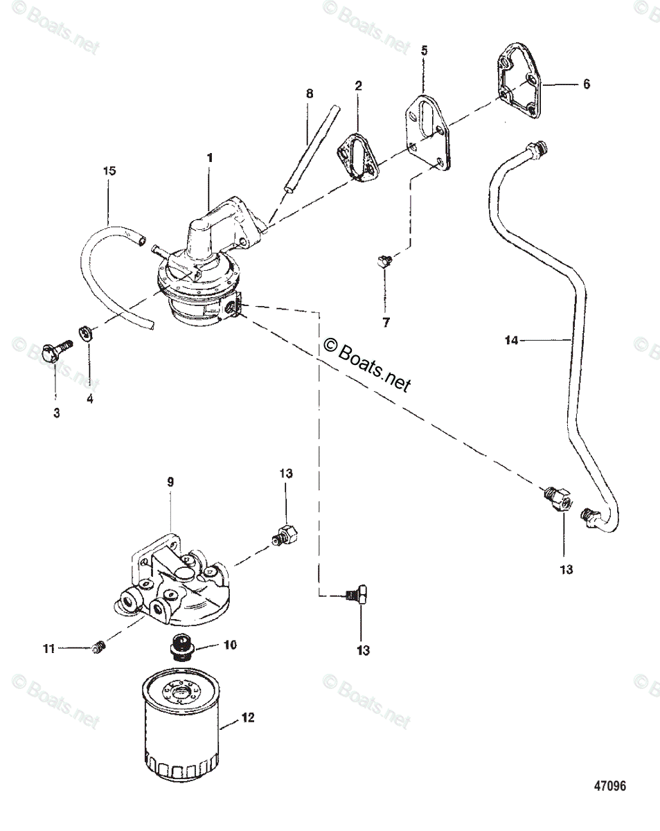 Mercruiser Inboard Gas Engines OEM Parts Diagram for Fuel Pump, Fuel ...