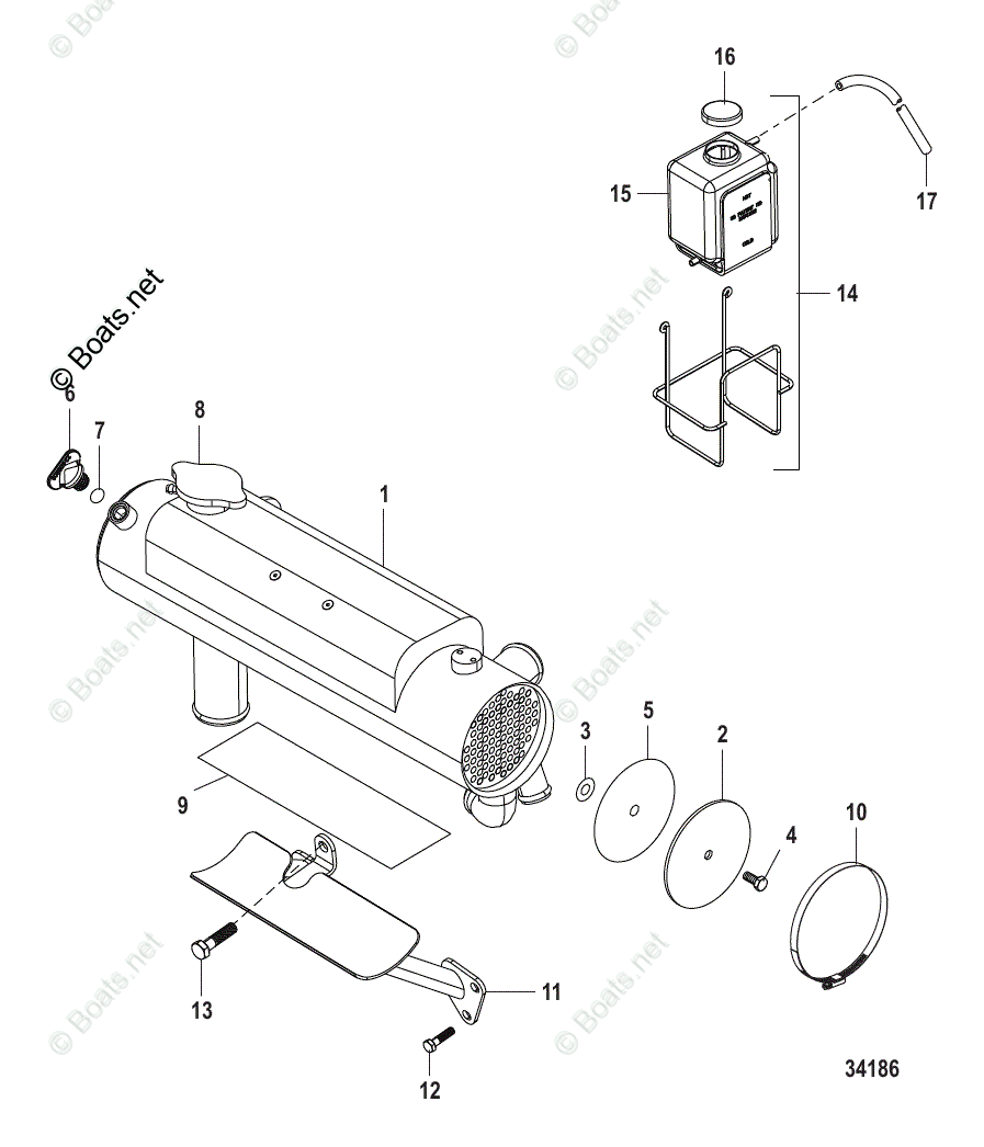 Mercruiser Sterndrive Gas Engines OEM Parts Diagram For Closed Cooling ...