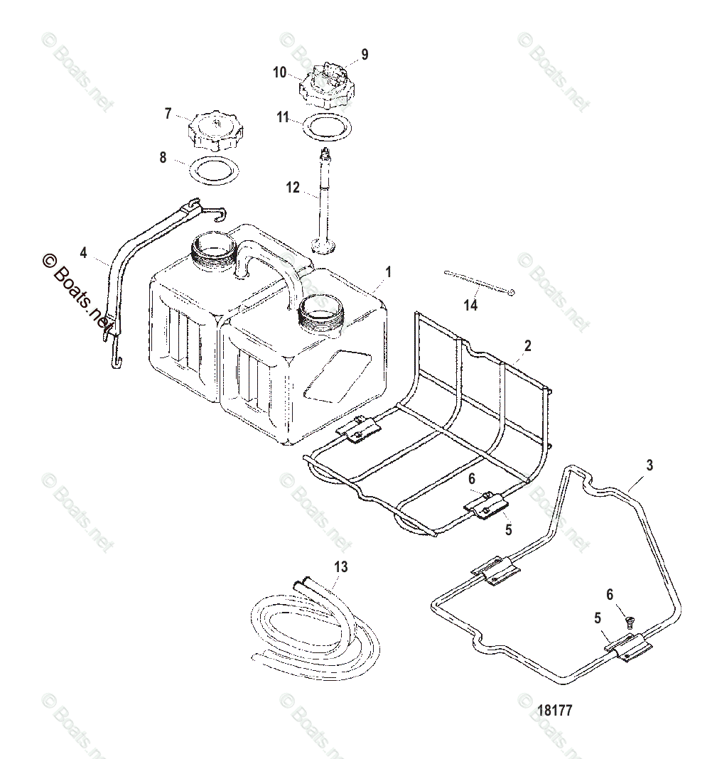 Mercury Rigging Parts & Accessories Fuel/Oil Tanks, Fuel Lines, & Filter Kits OEM Parts Diagram