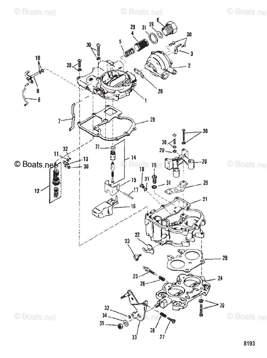 Mercruiser Sterndrive Gas Engines OEM Parts Diagram For Carburetor ...