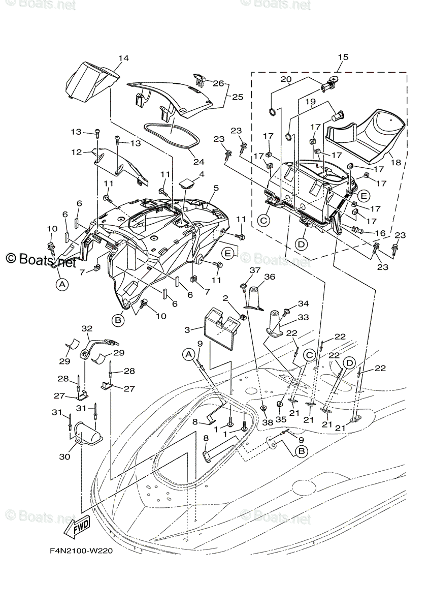Yamaha Waverunner 2021 OEM Parts Diagram for Engine Hatch 2 