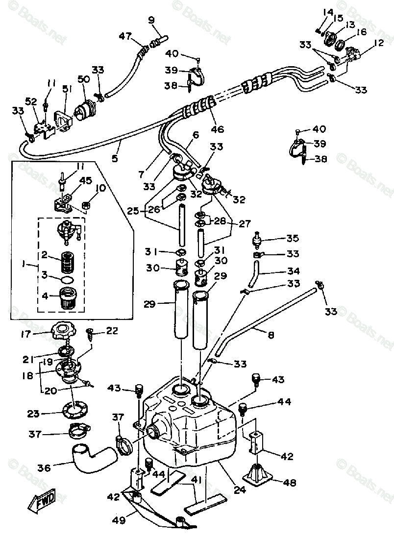 Yamaha Waverunner 1989 OEM Parts Diagram for FUEL TANK