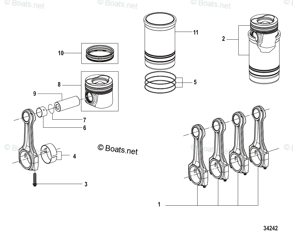 Mercruiser Inboard Diesel Engines OEM Parts Diagram for Connecting Rod ...