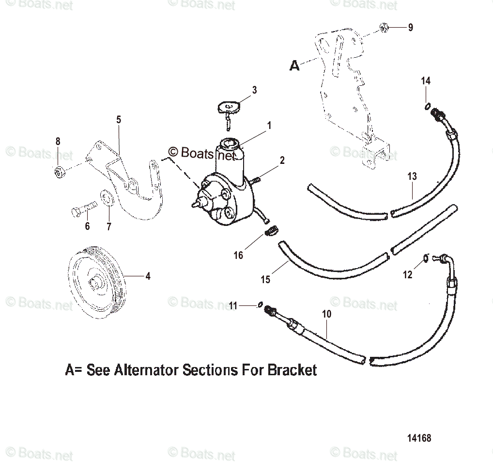 Mercruiser Sterndrive Gas Engines OEM Parts Diagram for Power Steering