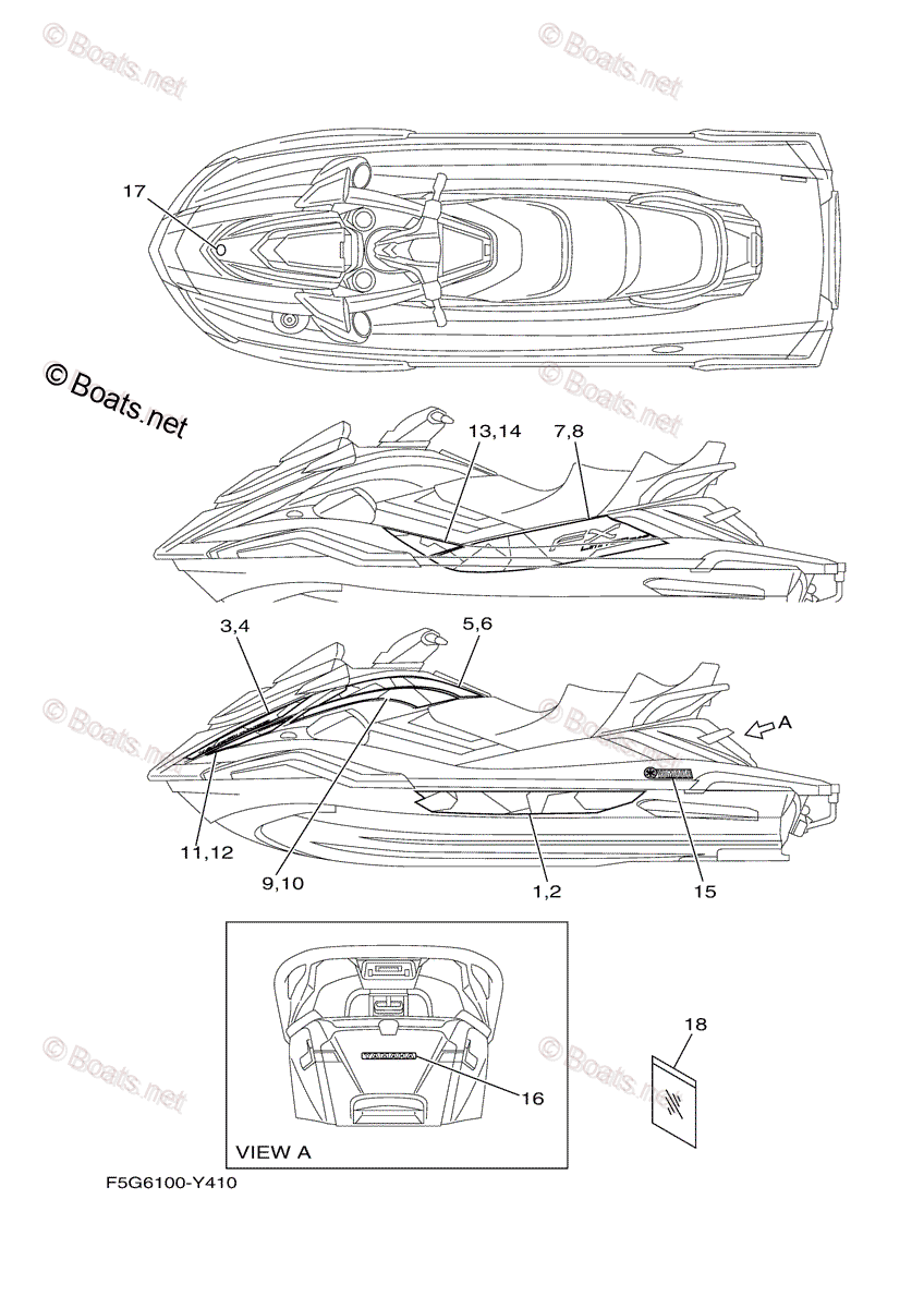 Yamaha Waverunner 2023 OEM Parts Diagram for Graphics