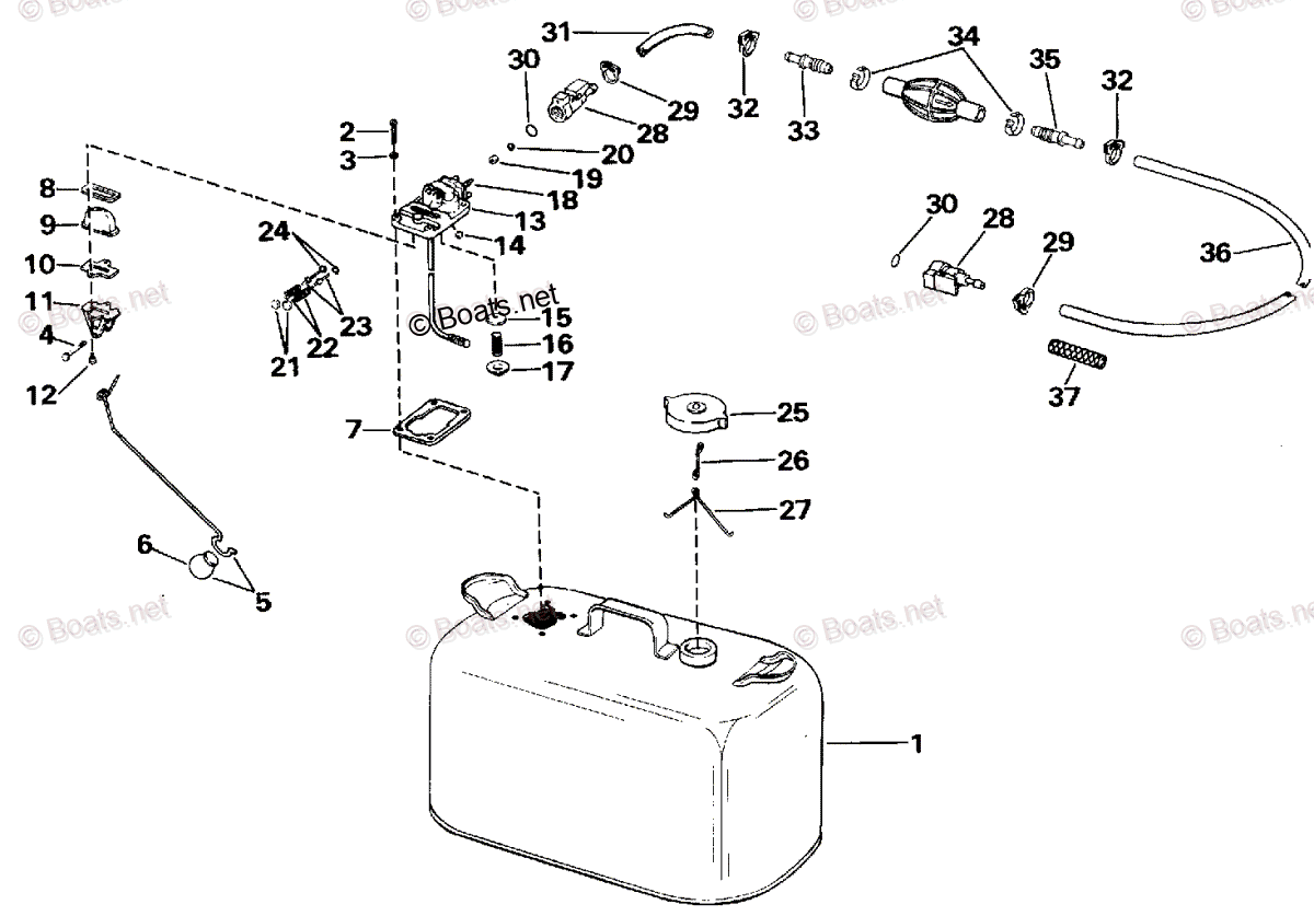 Johnson Outboard 1990 Oem Parts Diagram For Fuel Tank 