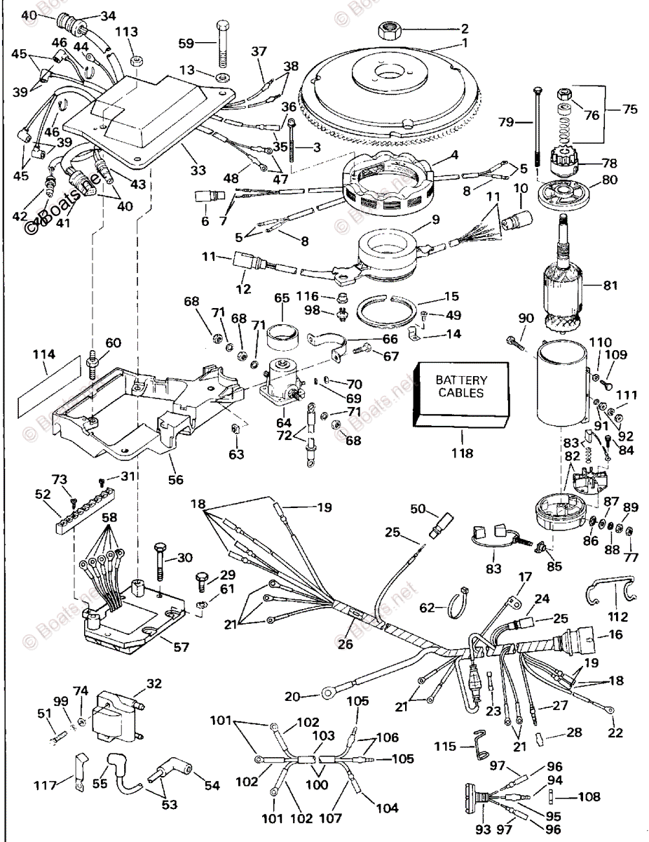 ジョンションページ Johnson Outboard 1991 OEM Parts Diagram for IGNITION SYSTEM