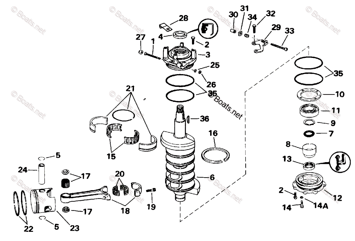 Johnson Outboard 1993 OEM Parts Diagram for Crankshaft