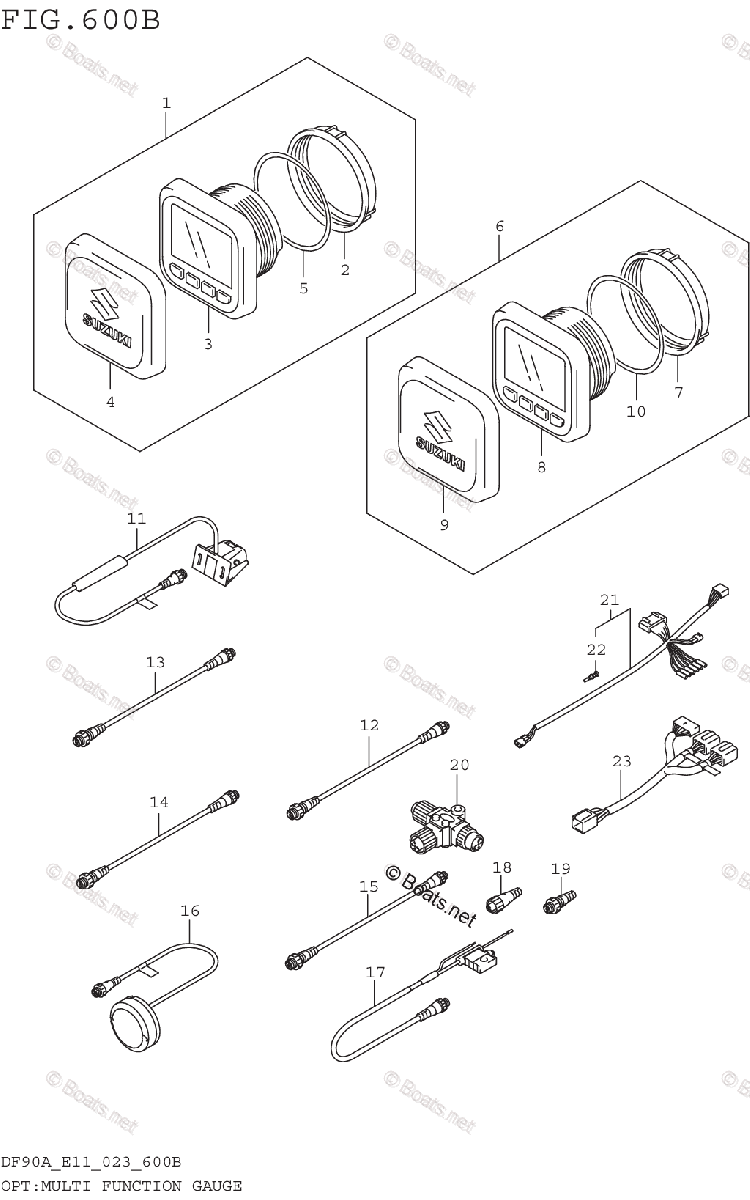 Suzuki Outboard 2023 OEM Parts Diagram for OPTMULTI FUNCTION GAUGE