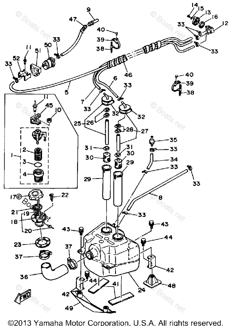Yamaha Waverunner 1989 OEM Parts Diagram for FUEL TANK