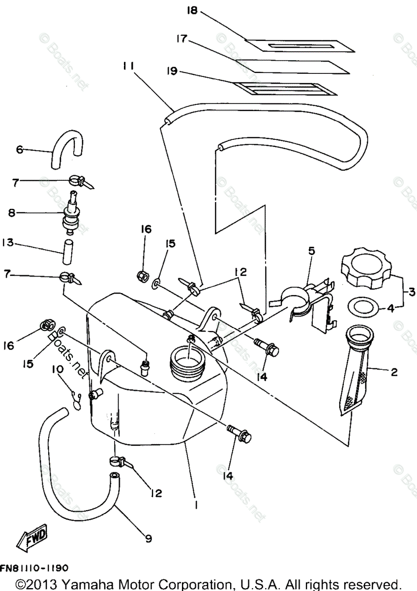 Yamaha Waverunner 1994 OEM Parts Diagram for Oil Tank (For Oil