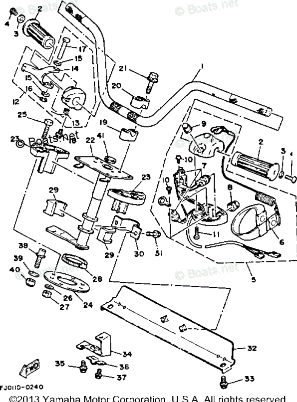 Yamaha Waverunner 1993 OEM Parts Diagram for Steering 1