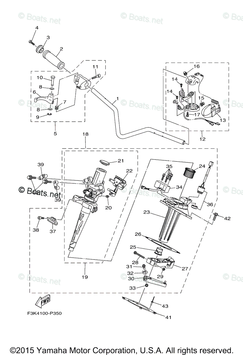 Yamaha Waverunner 2016 OEM Parts Diagram for Steering 1