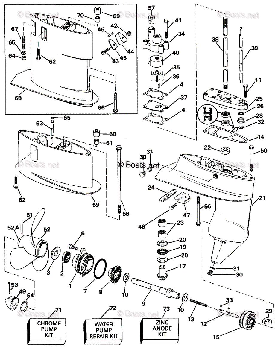 Evinrude Outboard 1996 OEM Parts Diagram for Gearcase | Boats.net