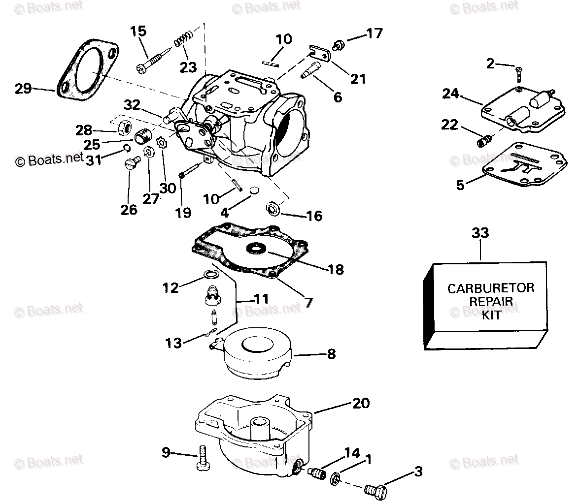 Evinrude Outboard 1993 OEM Parts Diagram for CARBURETOR 70