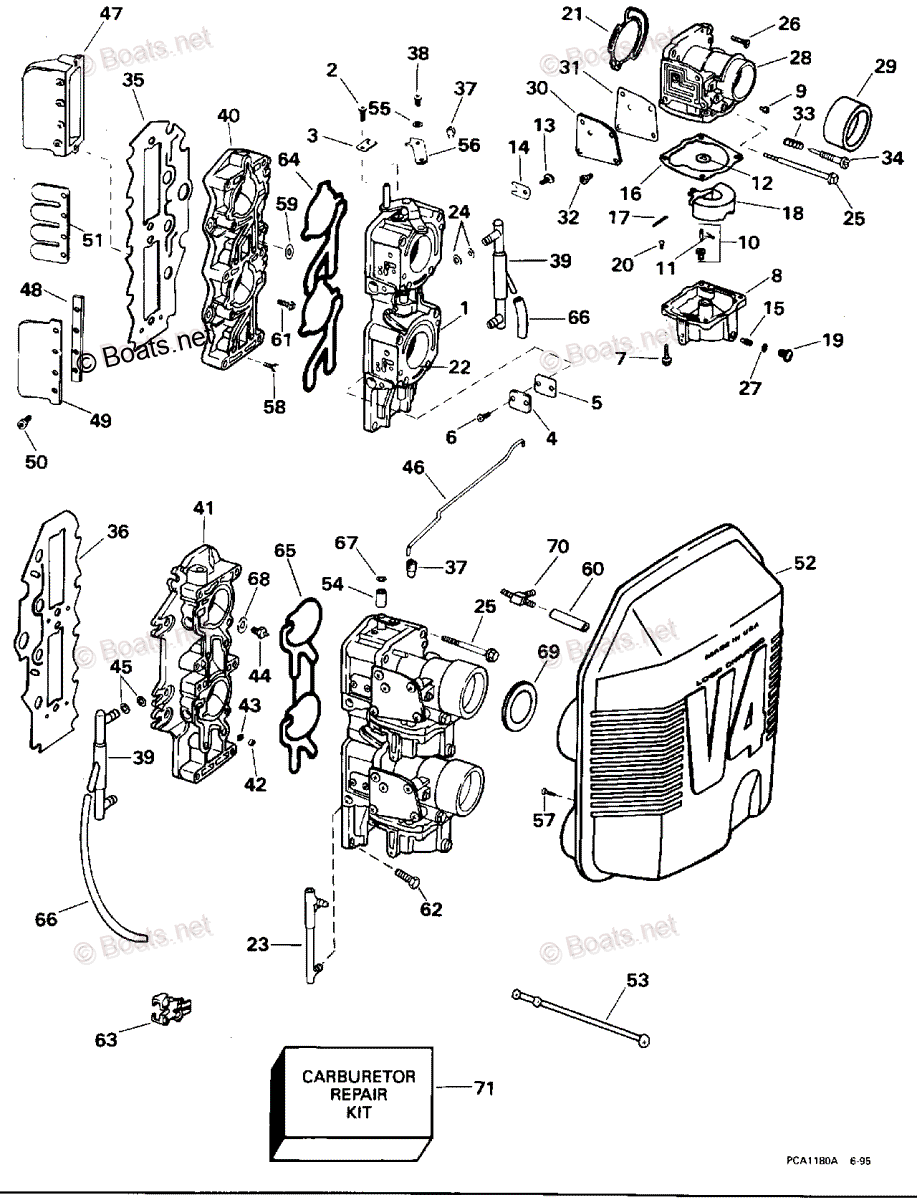 Johnson Outboard 1996 OEM Parts Diagram for CARBURETOR
