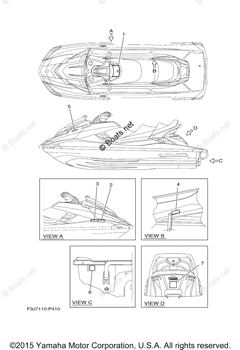 Yamaha Waverunner 2016 OEM Parts Diagram for Important Labels