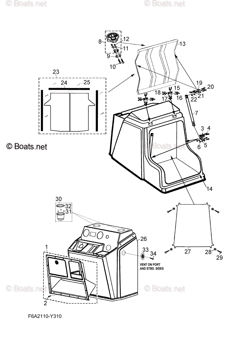Yamaha Boats 2024 OEM Parts Diagram for Helm