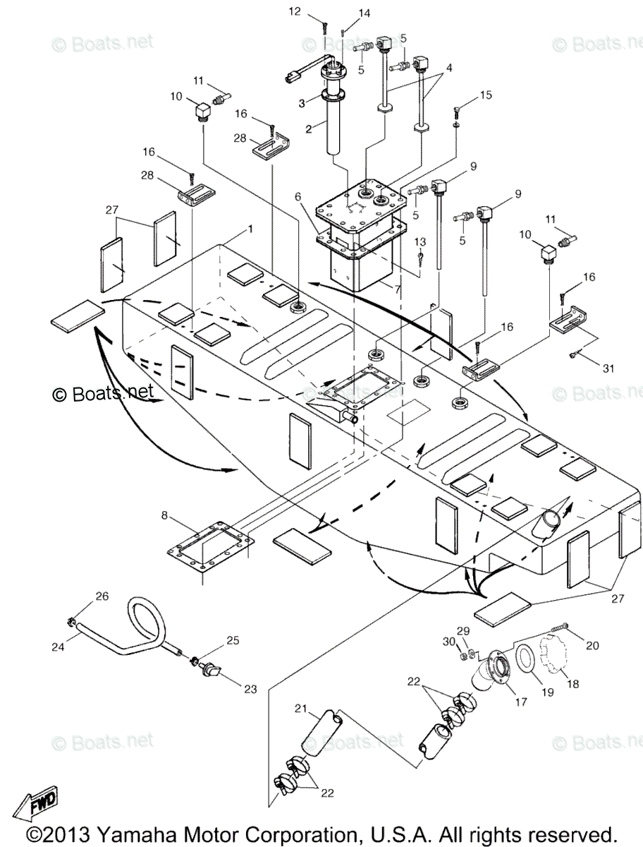 Yamaha Boats 2000 OEM Parts Diagram for FUEL TANK