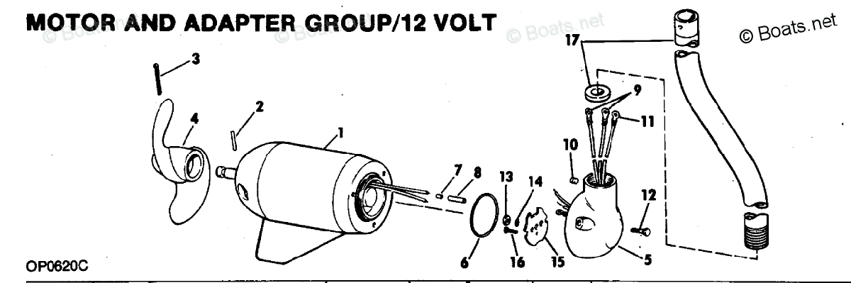 OMC Trolling Motor Parts 12 Volt OEM Parts Diagram for Motor And