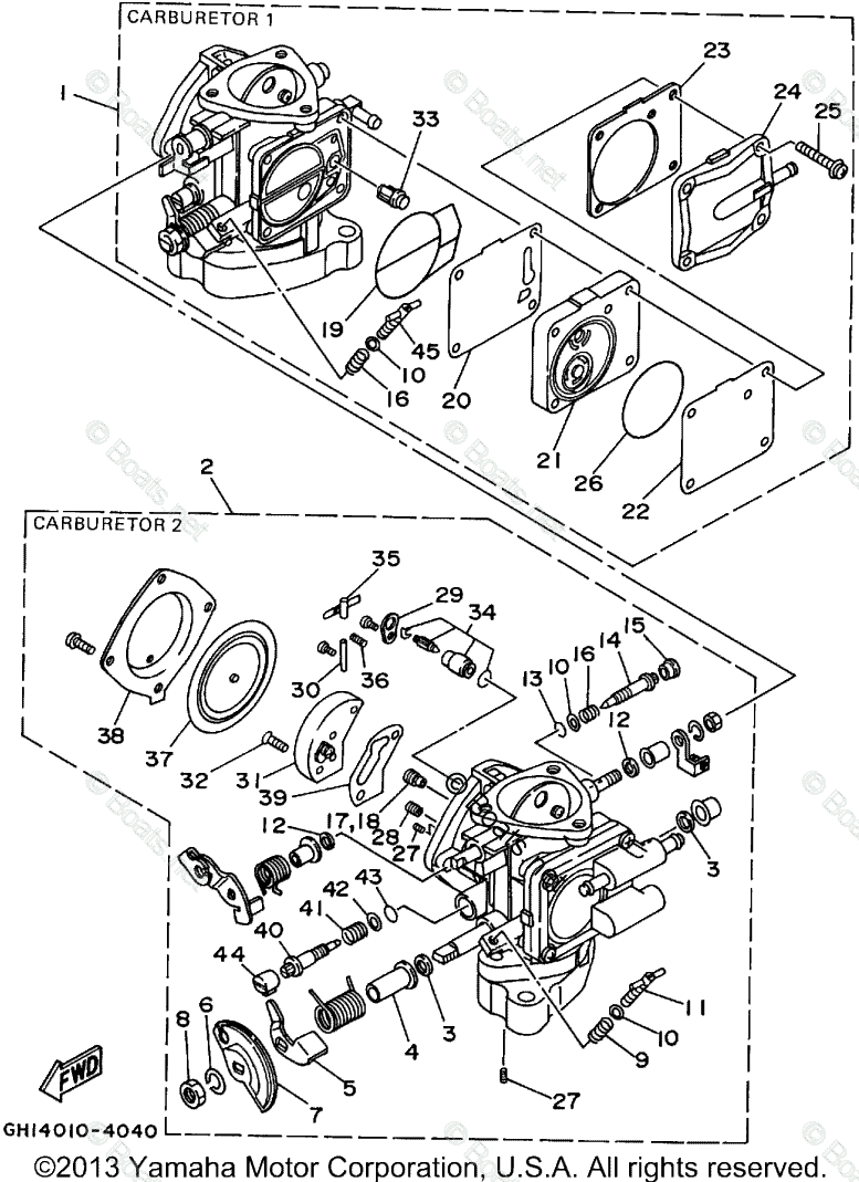 Yamaha Waverunner 1995 OEM Parts Diagram for CARBURETOR