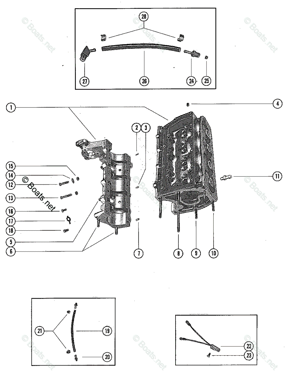 Mercury Outboard 50HP OEM Parts Diagram For Cylinder, Block And ...