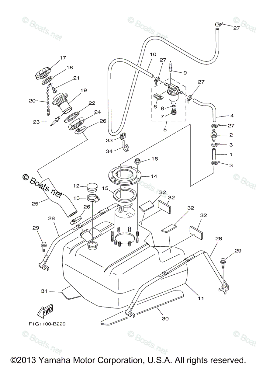 Yamaha Waverunner 2005 OEM Parts Diagram for FUEL TANK | Boats.net