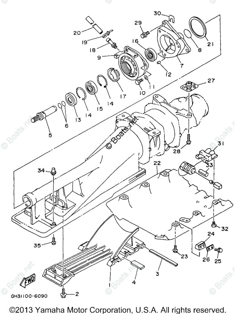 Yamaha Waverunner 1996 OEM Parts Diagram for Jet Unit 2