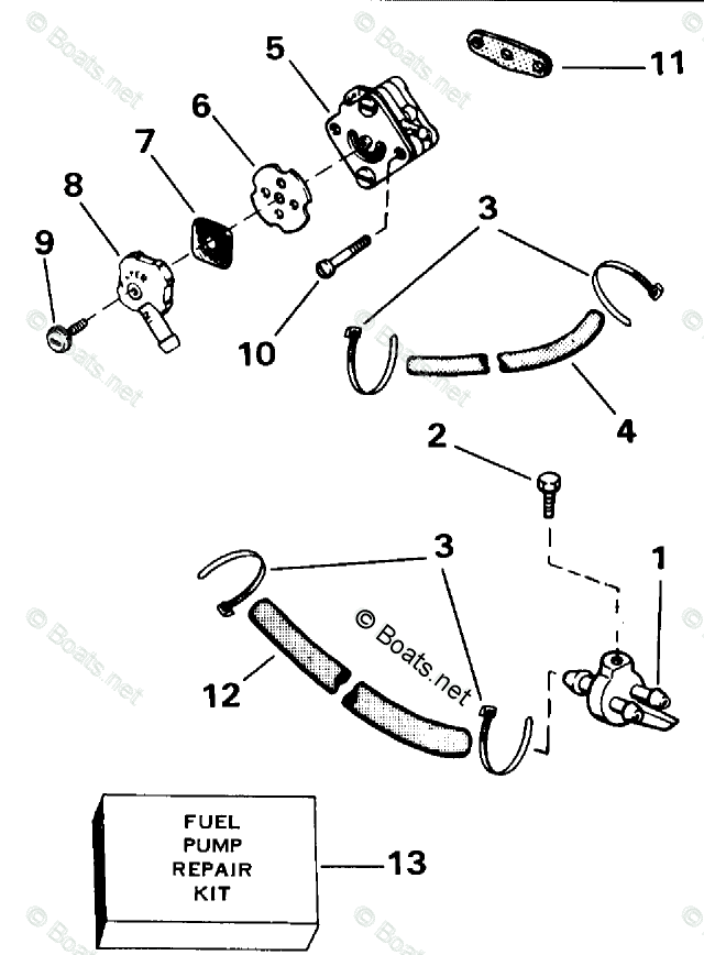 Evinrude Outboard Parts by HP 4HP OEM Parts Diagram for FUEL PUMP