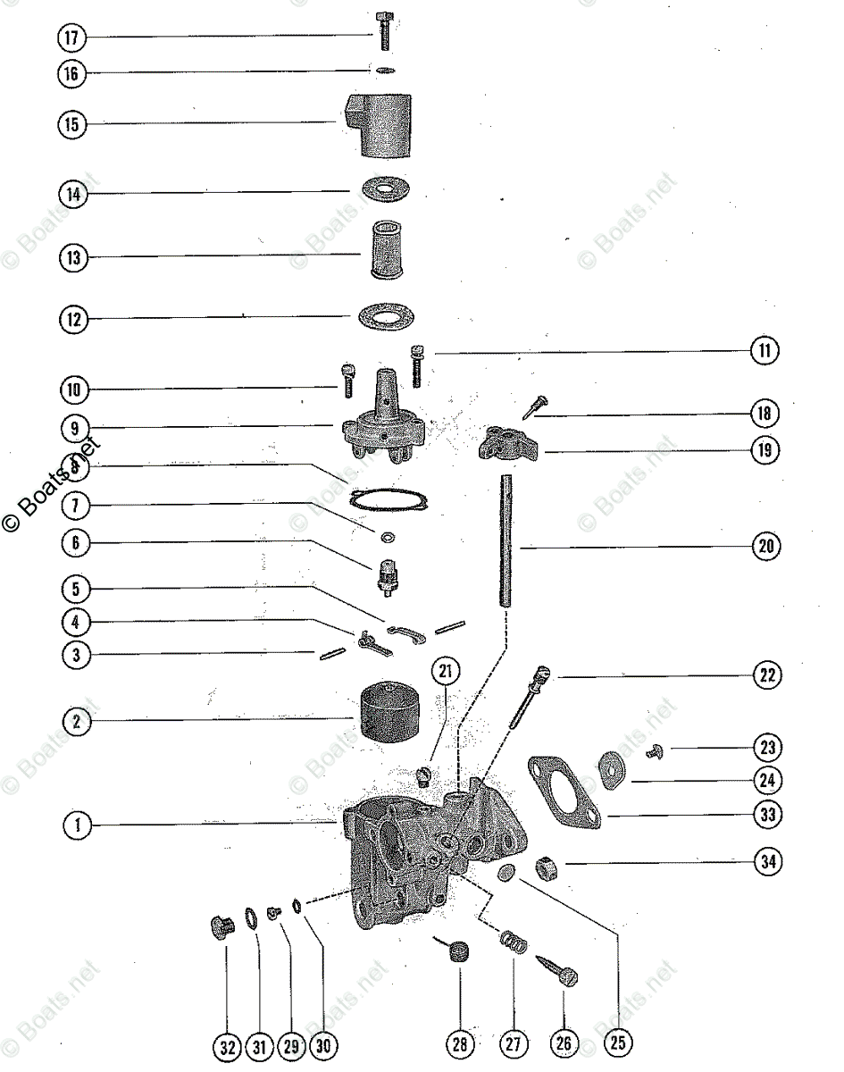 Mercury Outboard 6HP OEM Parts Diagram for Carburetor Assembly (Thru