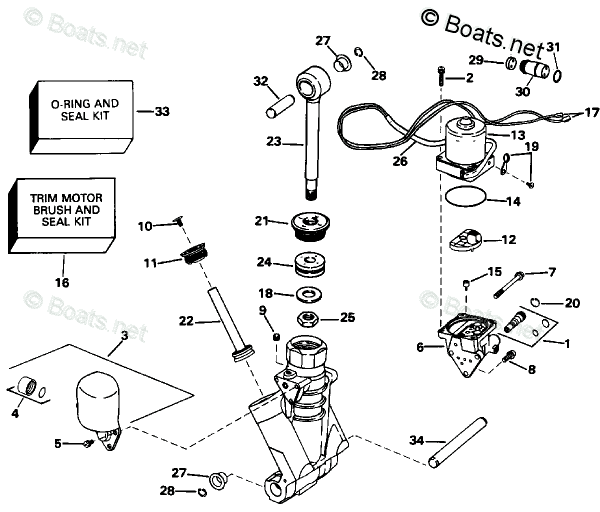 Johnson Outboard 115HP OEM Parts Diagram for Power Trim/Tilt