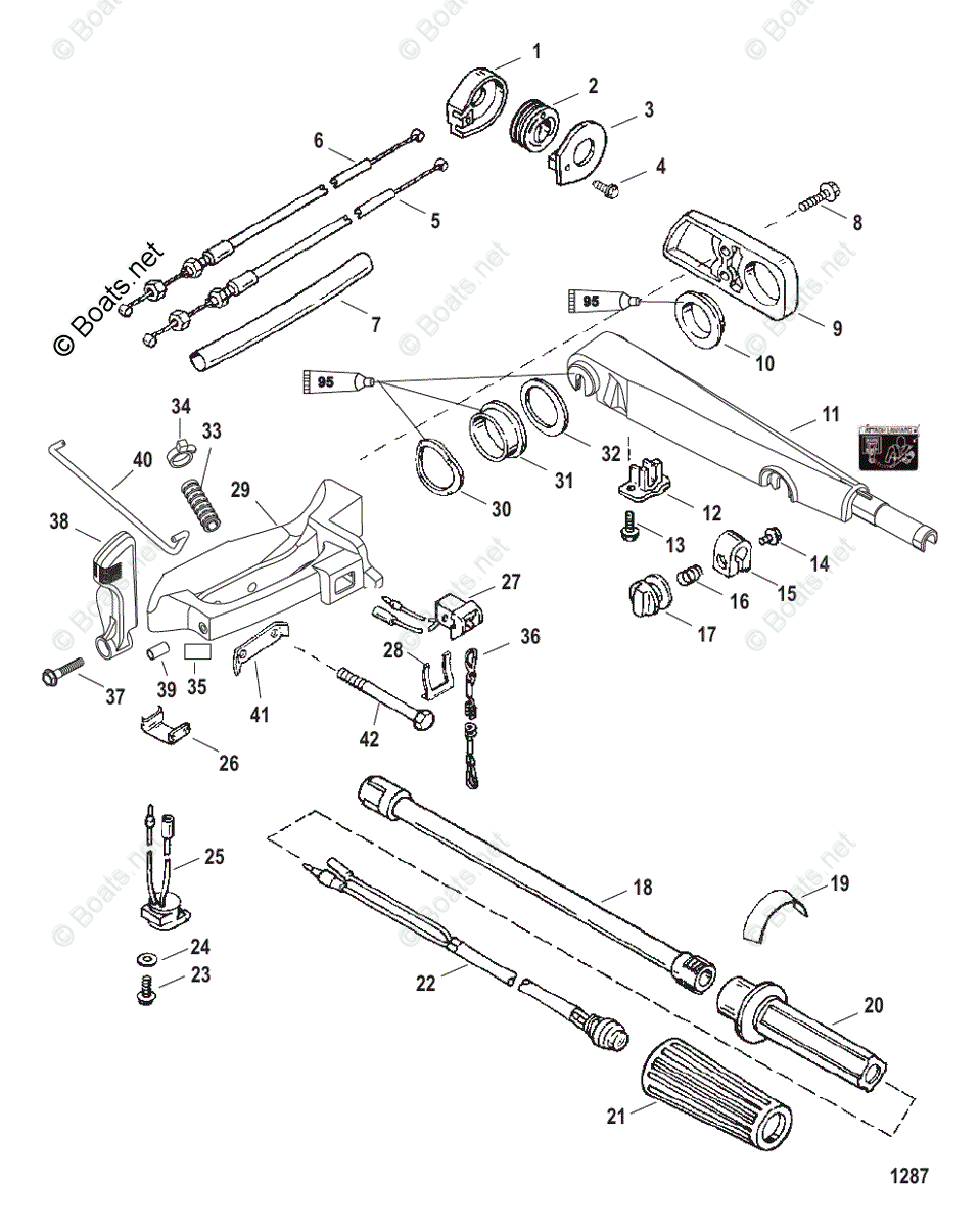 Mercury Outboard 40HP OEM Parts Diagram for TILLER HANDLE | Boats.net