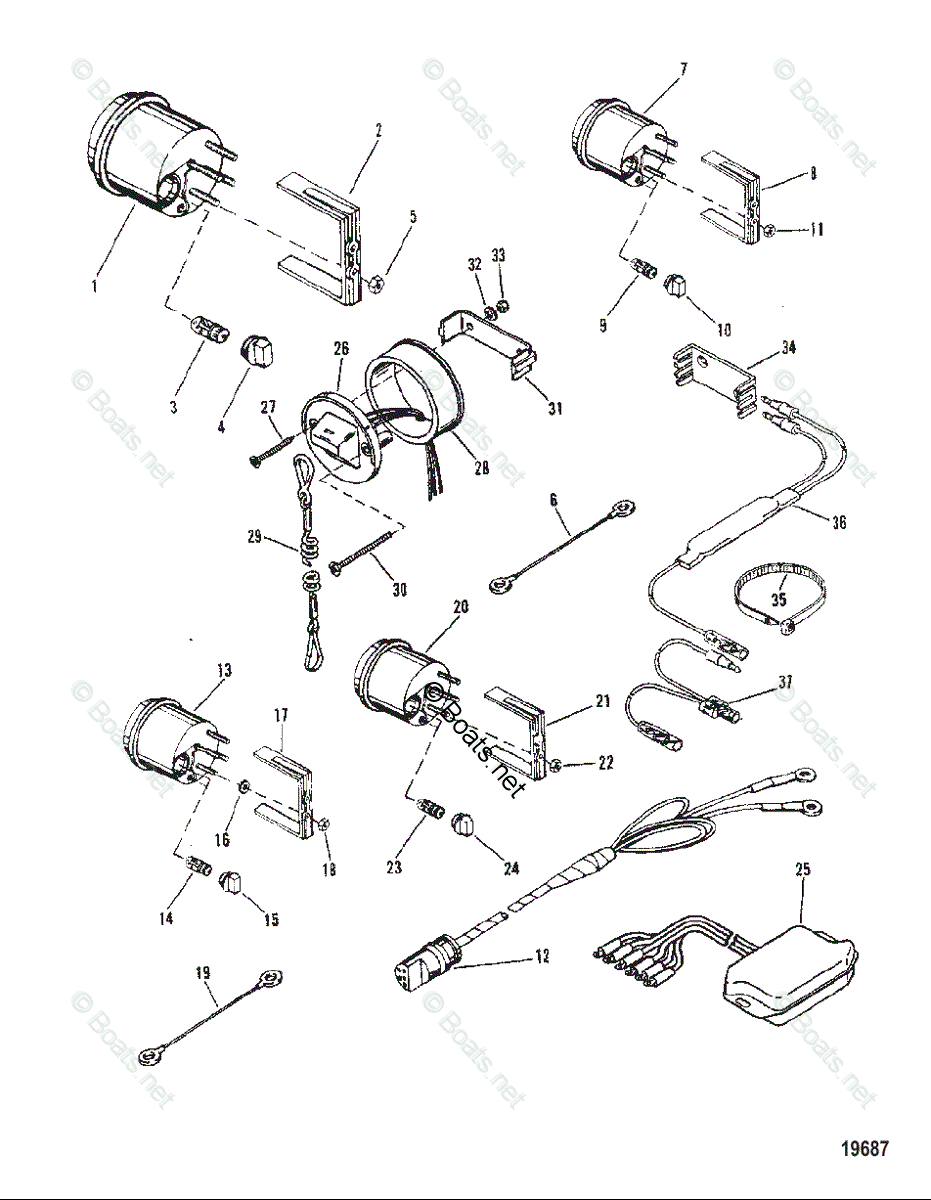 Mariner Outboard 1989 OEM Parts Diagram For Instrumentation(Mercury And ...