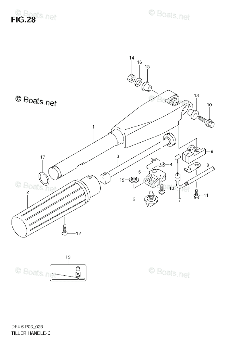 Suzuki Outboard 2003 OEM Parts Diagram for TILLER HANDLE | Boats.net