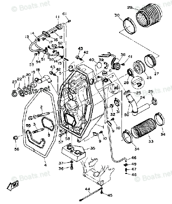 Yamaha Sterndrive 4.3L 262 CID V6 1990 OEM Parts Diagram For Gimbal ...