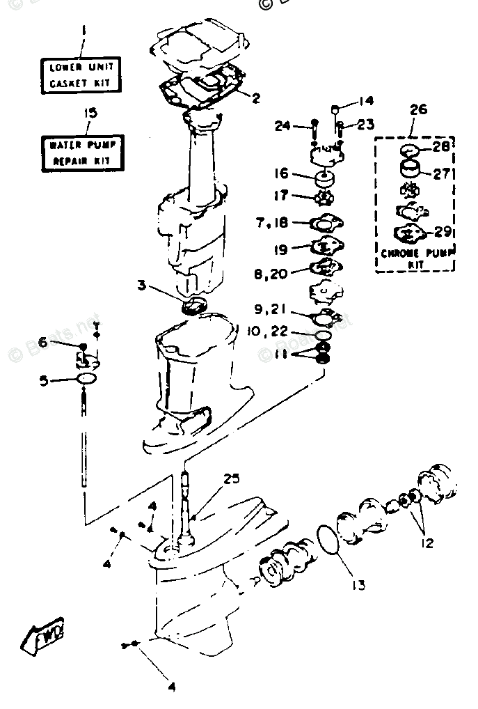 Yamaha Outboard Parts by HP 70HP OEM Parts Diagram for Repair Kit 2