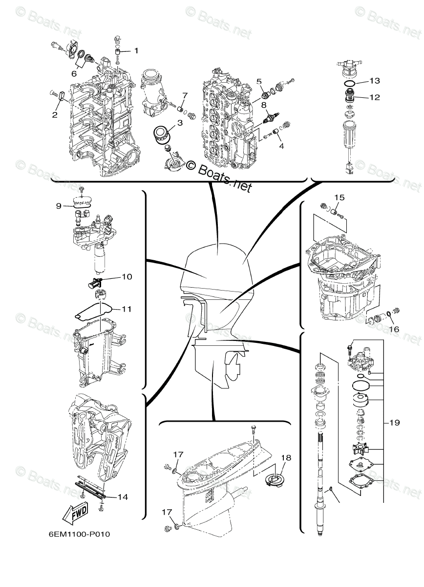 Yamaha Outboard Parts by HP 115HP OEM Parts Diagram for Scheduled