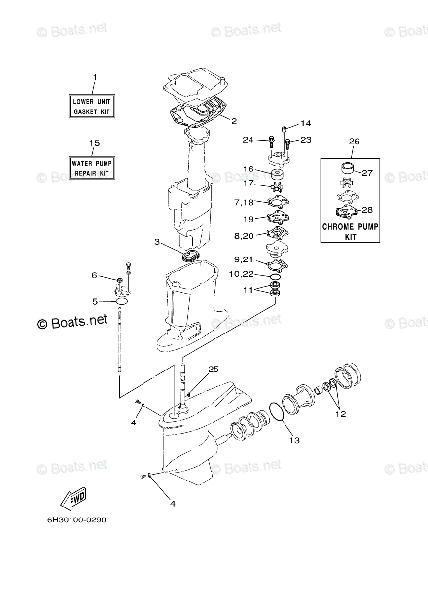 Yamaha Outboard Parts by HP 70HP OEM Parts Diagram for Repair Kit 2