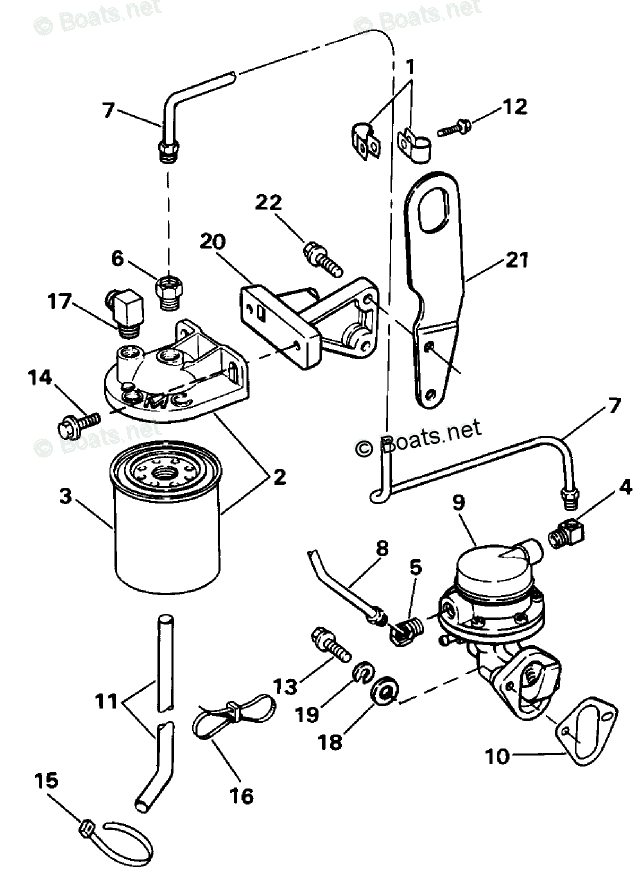 OMC Sterndrive 3.0L 181 CID Inline 4 OEM Parts Diagram for Fuel Pump ...